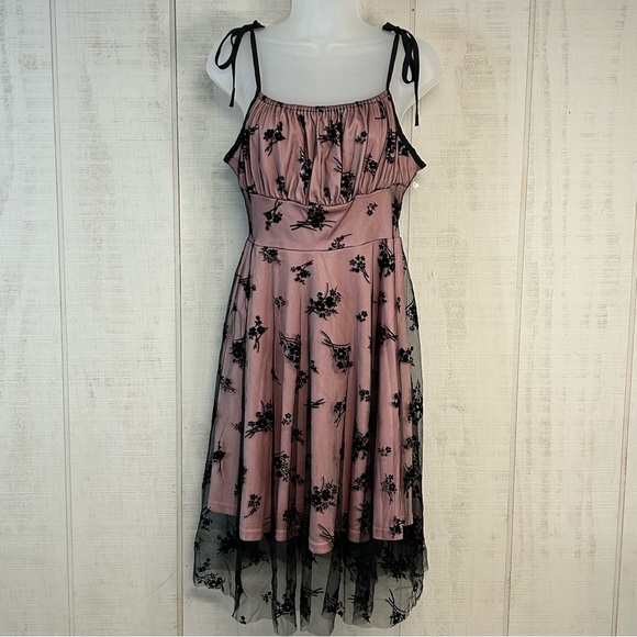 Vintage Dresses & Skirts - Hapsha Y2k Babydoll Dress Size L Velvet Burnout Sheer Whimsigoth Fairy Grunge‎